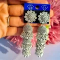 Triple Layer Oxidised Silver Jhumka Earrings for Women