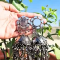 Oxidised Mirror Dome Jhumka