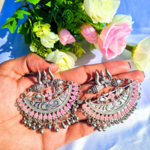 Oxidised Trishul Earrings – Traditional Alloy Jewelry for Women