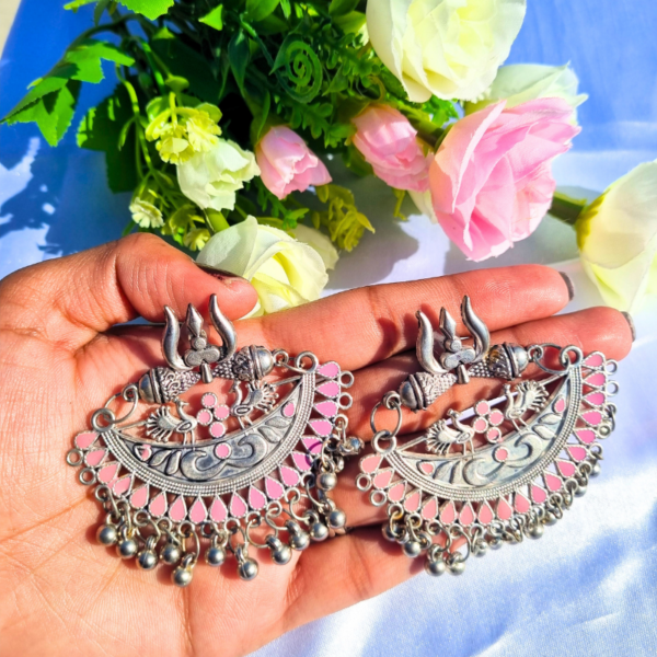 Oxidised Trishul Earrings – Traditional Alloy Jewelry for Women