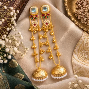 Kashmiri Kundan Meenakari Jhumka Earrings